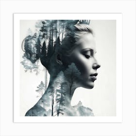 Portrait Of A Woman With Trees Art Print