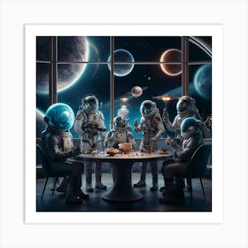 Astronauts At A Table Art Print