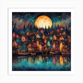 Night In The Village 2 Art Print