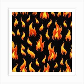 Flames On Black Background 59 Art Print