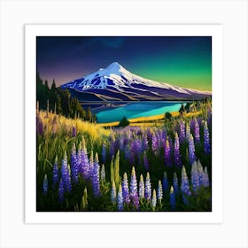 landscape, Wild lupins Lake Tekapo Art Print