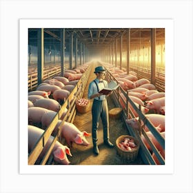 Pigs In A Barn Art Print