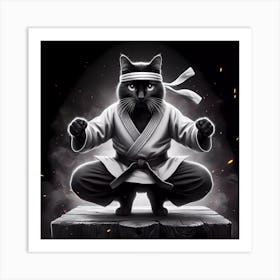 Karate Cat 3 Art Print