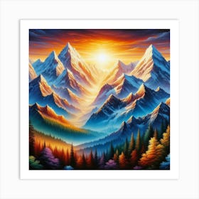 Sunrise Over The Mountains 1 Art Print