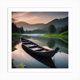 Boat On A Lake 3 Art Print