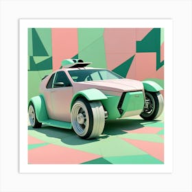 Futuristic Car Cubism Style Art Print