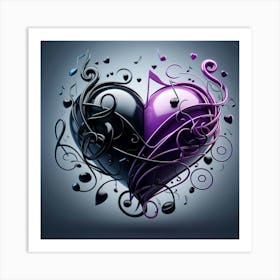 Music Notes Heart Art Print
