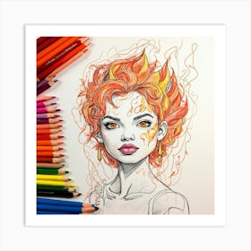 Fire Girl Art Print