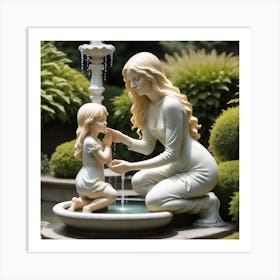 97 Garden Statuette Of A Low Kneeling Blonde Woman With Clasped Hands Praying At The Feet Of A Statuet Art Print