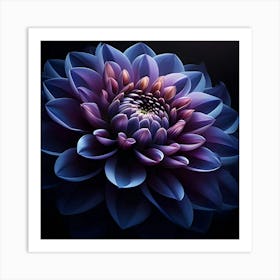 Indigo Dahlia, Macro Photography Art Print