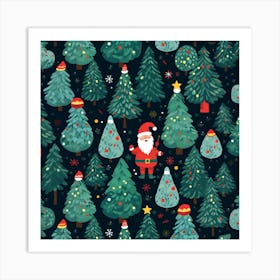 Christmas Tree Seamless Pattern Art Print