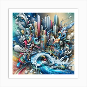 Abstract Cityscape 1 Art Print