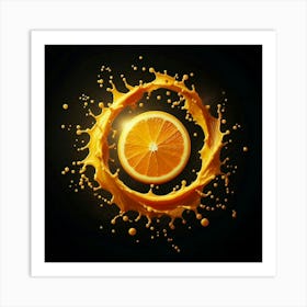 Orange Juice Splash Art Print