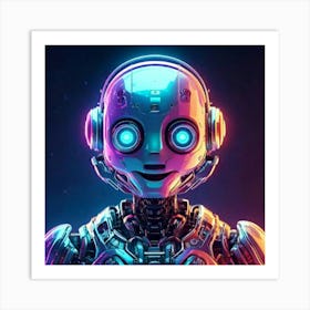 Firefly Cheerful Cybernetic Robot Icon With Holographic Glow 43671 (2) Art Print