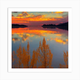 Sunset Over Lake 1 Art Print