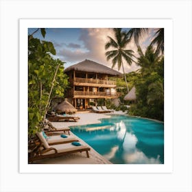 Tropical Resort In The Maldives Art Print