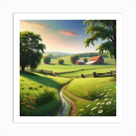 Farm Landscape Wallpaper 3 Art Print