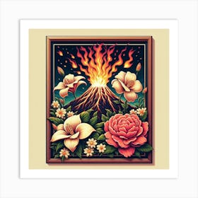 Lava And Flowers Art Print