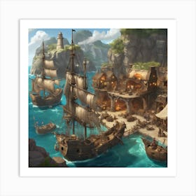 754162 A Pirate Port, With Ships Setting Sail, Blacksmith Xl 1024 V1 0 Art Print