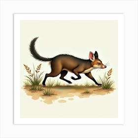 Tasmanian Devil Running Through The Bush 1 Art Print