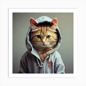 Cat In Hoodie Art Print