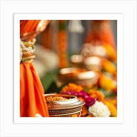 Orange And Gold Wedding Decor Art Print