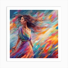 Woman In A Colorful Dress Art Print