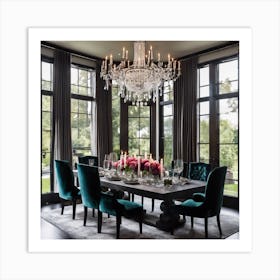 700565 Elegant Dining Room With Crystal Chandelier, Dark Xl 1024 V1 0 Art Print