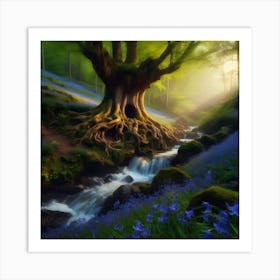 Bluebells In The Forest 19 Art Print