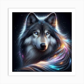 Electric Fantasy Wild Wolf Face 7 Art Print