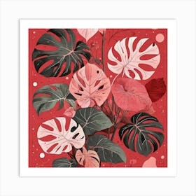 Pink And Red Plant Illustration Monstered Thai Cons tell 4 Art Print