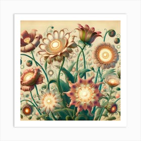 Flowers And Butterflies 1 Art Print