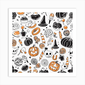 Halloween Seamless Pattern Art Print