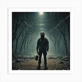 Soldier In The Woods Art Print