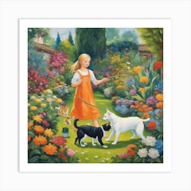 600200 A Painting With A Cat With A Harmonious Dog And Th Xl 1024 V1 0 Art Print