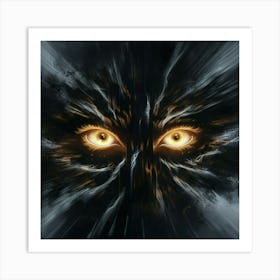 Image Of Pair Of Glowing Eyes In The Darkness Op Art Print
