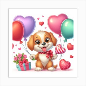 Valentine'S Day Puppy Art Print