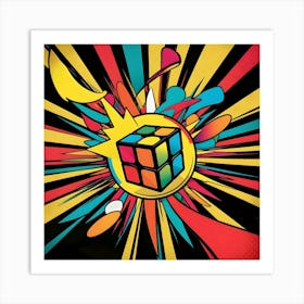 A Vibrant Professional Graphic Design In A Pop Art Style Rubik's Cube 3 Art Print