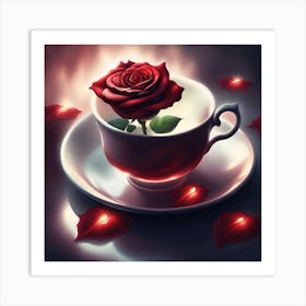 Romantic Rose In A Cup Art Print