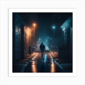 Dark Street At Night Art Print