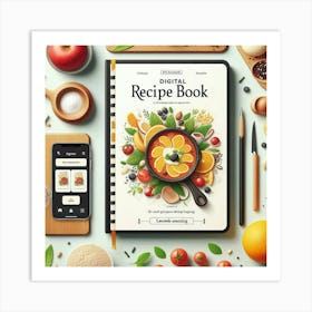 Digital Recipe Book Art Print