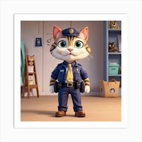 Police Officer Cat Art Print