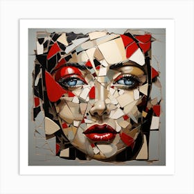 Woman With A Broken Face Art Print