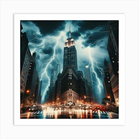 Lightning Over New York City 1 Art Print