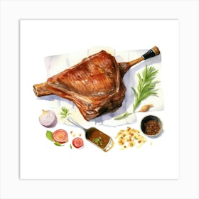 Roasted Pork With Vegetables Art Print