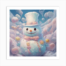 Pastel snowman Art Print