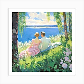 Couple By The Lake Art Print