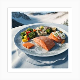 But The Label Of A Decorated Plate Of Food and vegetables Art Print