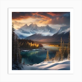 Sunset Over Lake Art Print