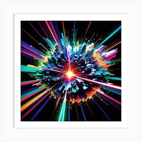 Laser Explosion Glitch Art 4 Art Print